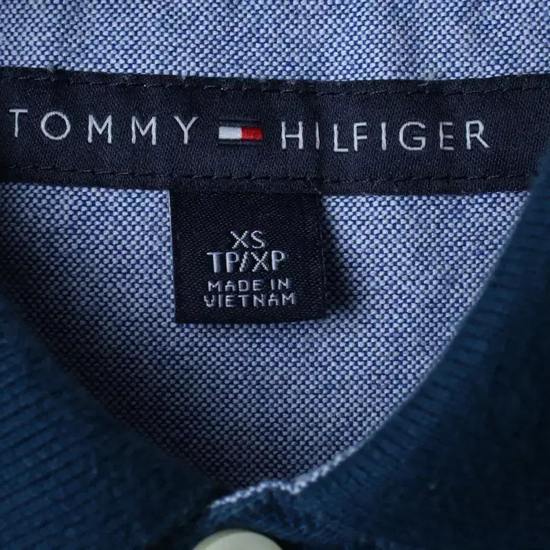 [BUNJANG] Tommy Hilfiger Polo Shirt (XS-S) Blue / (XS-S) 타미힐피거 반팔 카라 티셔츠 부분이염 블루-185D6
