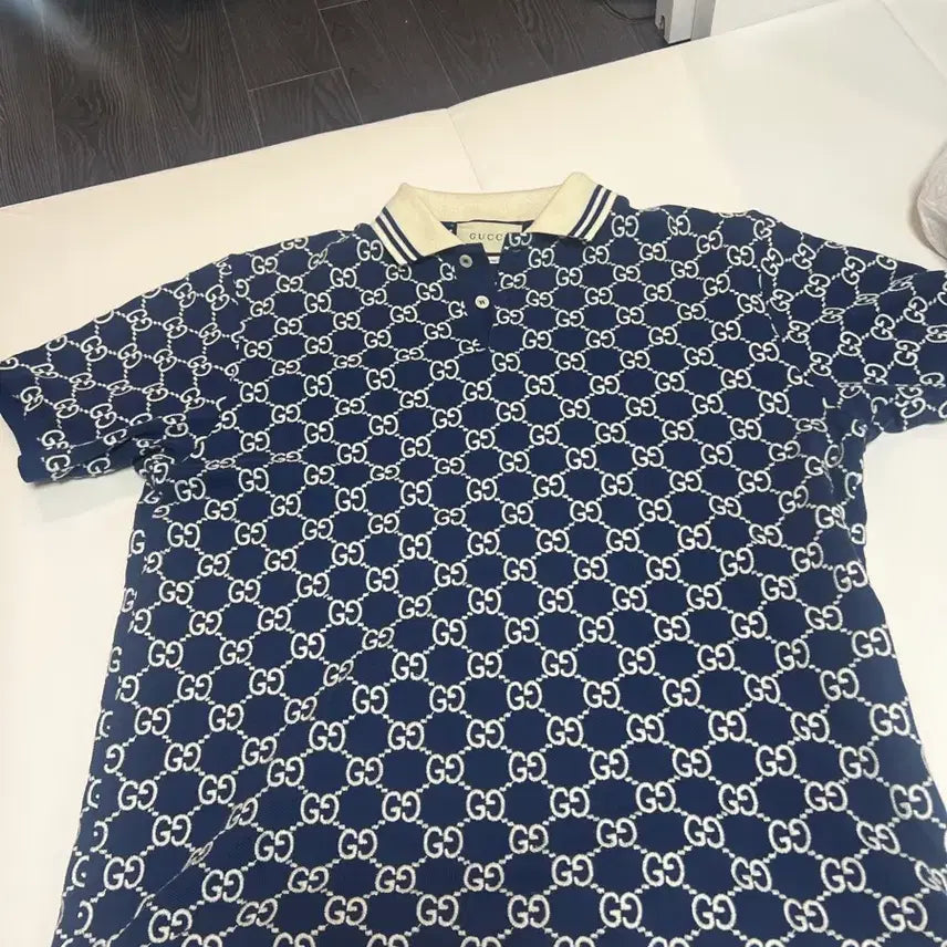[BUNJANG] Gucci GG Stretch Cotton T-Shirt Navy XL / 구찌 GG스트레치 코튼 카리티  오늘만 쿨요