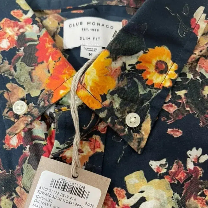 [BUNJANG] Club Monaco Floral Long Sleeve Shirt Slim Fit Size M / 클럽모나코 클모 플로랄 긴팔 셔츠 슬림핏 M 사이즈 팝니다.