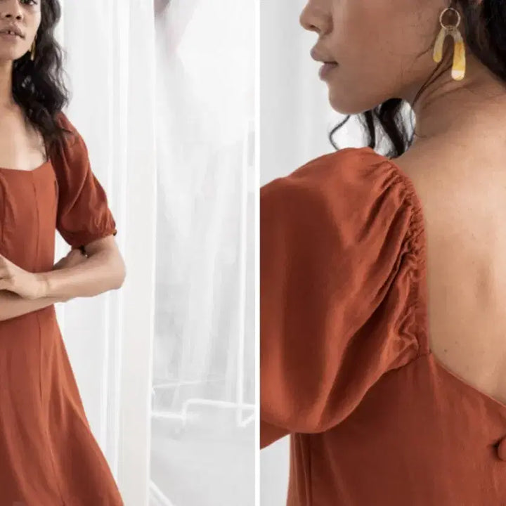 [BUNJANG] And Other Stories Puff Sleeve Square Neck Midi Dress / 앤아더스토리 퍼프 원피스