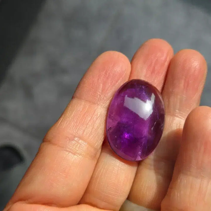 [BUNJANG] 26.5 Carat Natural Deep Purple Amethyst Large Oval Cabochon Loose Gemstone / 26캐럿 천연 진보라 자수정(Amethyst) 대형 캐보션 나석