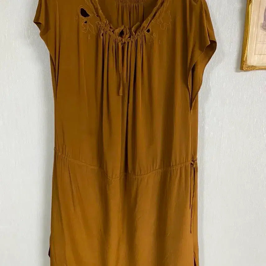 [BUNJANG] Vanessa Bruno Silk Mini Dress Blouse / 바네사브루노 펀칭자수 실크100% 수입 미니원피스 블라우스
