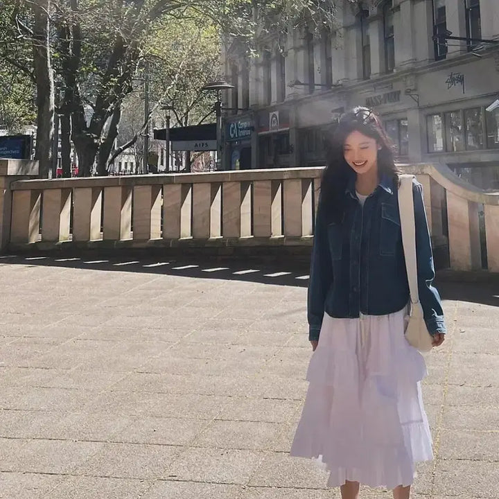 [BUNJANG] Hocus Focus Plain Long Tiered Skirt / 호쿠스포쿠스 플레인 롱 티어드 스커트