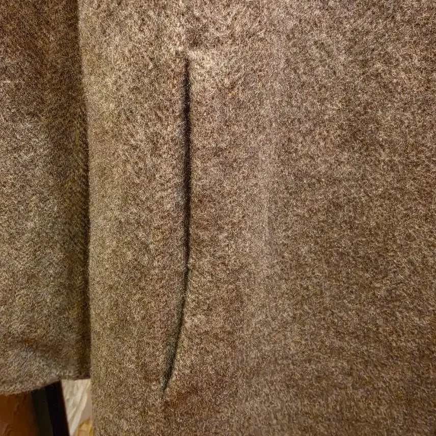 [BUNJANG] Hazzys Beige Herringbone Wool Half Coat / 헤지스 베이지 헤링본 모직 하프 코트 100