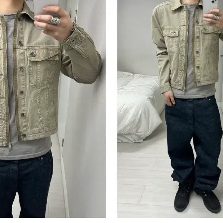 [BUNJANG] ETCE Daid Trucker Jacket Beige / ETCE 다이드 트러커 자켓 베이지