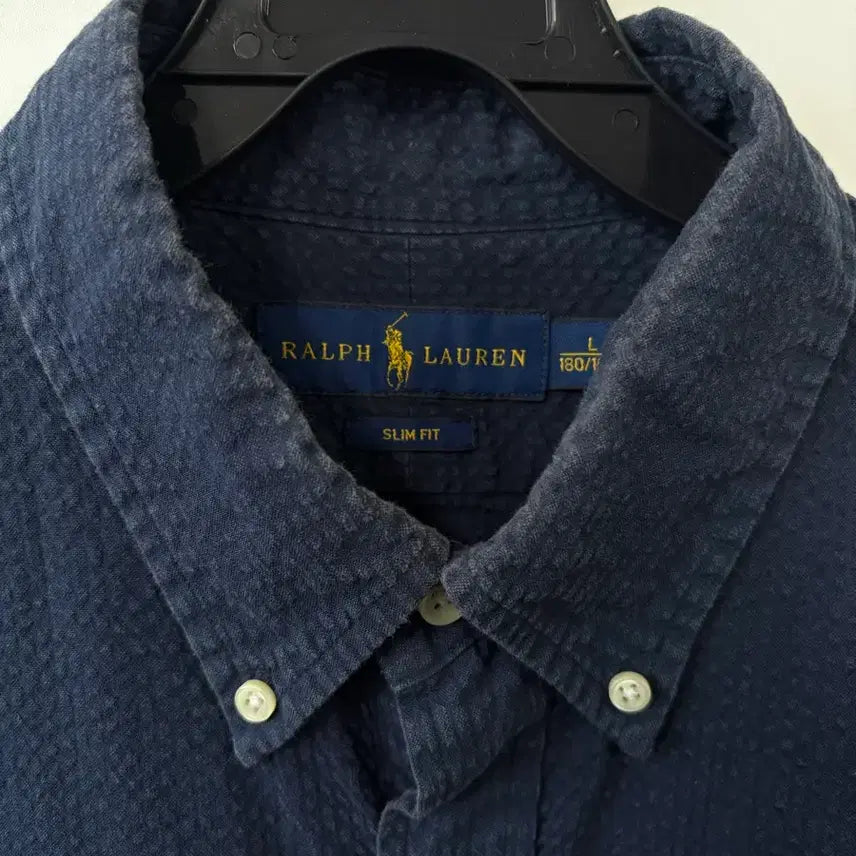 [BUNJANG] Polo Ralph Lauren Navy Seersucker Short Sleeve Shirt / 폴로 랄프로렌 신형 네이비 시어서커 반팔 셔츠
