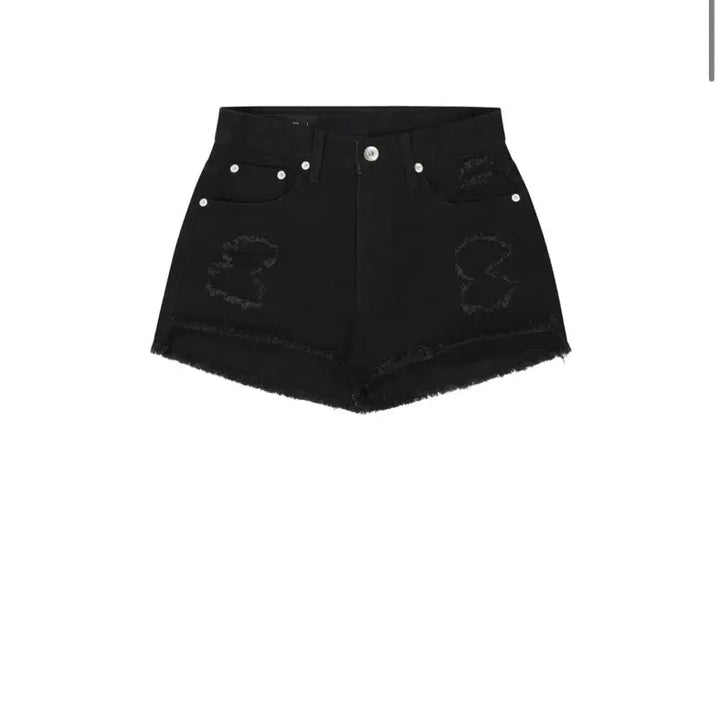 [BUNJANG] Bohemian Seoul Black Shorts / 보헤미안 서울 DAMAGE BLACK SHORTS, BLACK 사이즈 1