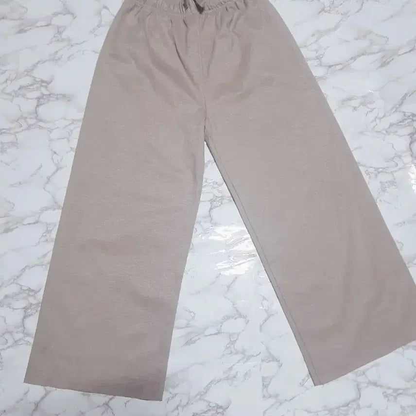 [BUNJANG] Beige Wide Banded Cotton Pants / 베이지색 와이드 밴딩 면바지