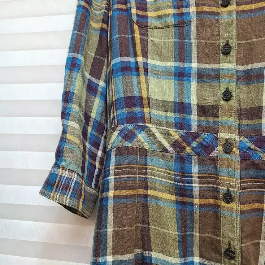 [SOLD OUT] BCBG> 린넨100 체크 셔츠 원피스