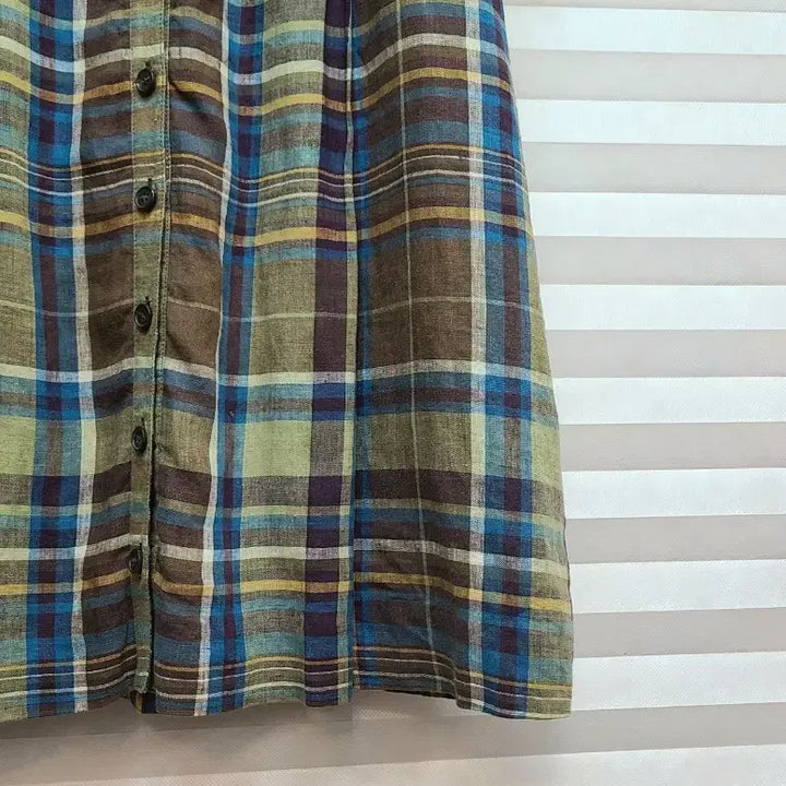 [SOLD OUT] BCBG> 린넨100 체크 셔츠 원피스