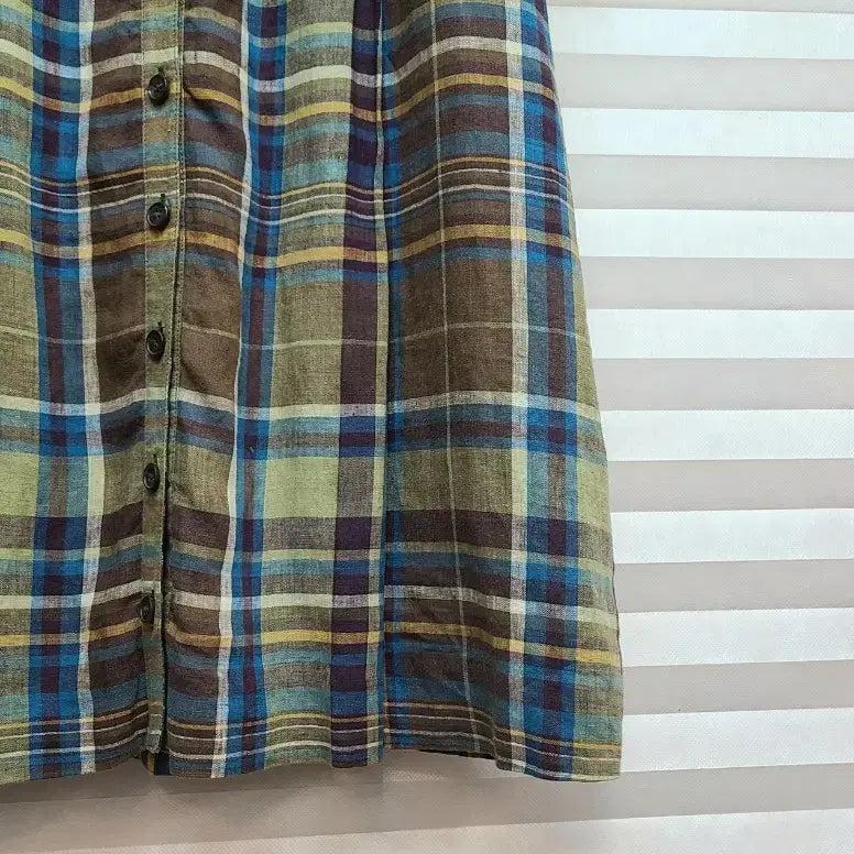 [SOLD OUT] BCBG> 린넨100 체크 셔츠 원피스
