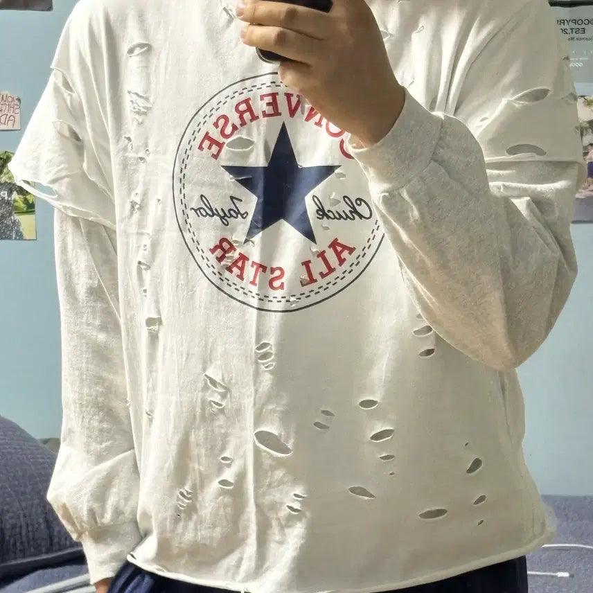 [BUNJANG] Converse Distressed Big Logo T-shirt / [XXL]컨버스 빅 로고 디스트레스드 티셔츠