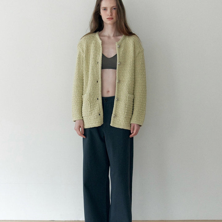 [BUNJANG] The Lil Rosie Tweed Knit Jacket - Light Green / 더릴  Rosie Tweed Knit Jacket_Light Green