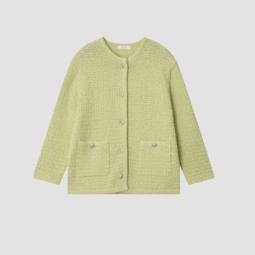 [BUNJANG] The Lil Rosie Tweed Knit Jacket - Light Green / 더릴  Rosie Tweed Knit Jacket_Light Green