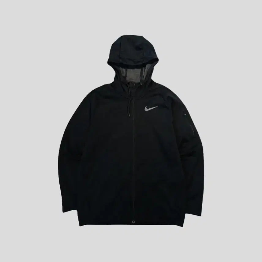 [BUNJANG] Nike Black Swoosh Triangle Pattern Raglan Fleece Hoodie / 나이키 블랙 스우시 프린팅 톤톤 트라이앵글 패턴 레글런 기모 후드집업 X