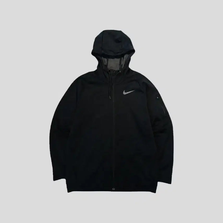 [BUNJANG] Nike Black Swoosh Triangle Pattern Raglan Fleece Hoodie / 나이키 블랙 스우시 프린팅 톤톤 트라이앵글 패턴 레글런 기모 후드집업 X