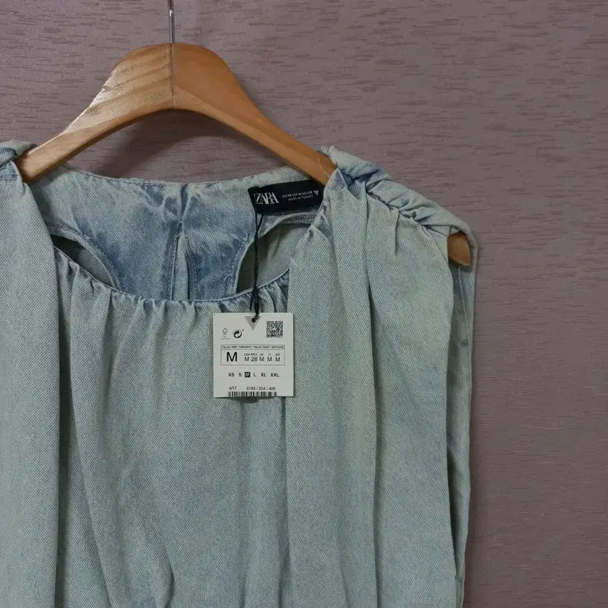 [SOLD OUT] B4-27/자라 블루 옆트임 워싱 청조끼 여성