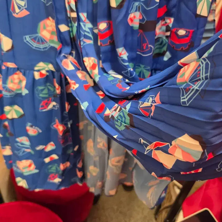 [BUNJANG] Lucky Chouette Parasol Print Pleated Long Skirt / 7/51 럭키슈에뜨 파라솔 프린트 플리츠 롱스커트