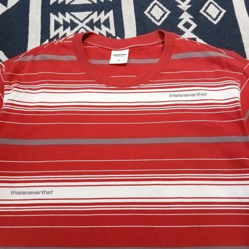 [BUNJANG] thisisneverthat Stripe Cotton T-shirt / 디스이즈네버댓 디네댓 레드 화이트 스트라이프 패턴 코튼 반팔 티셔츠 M