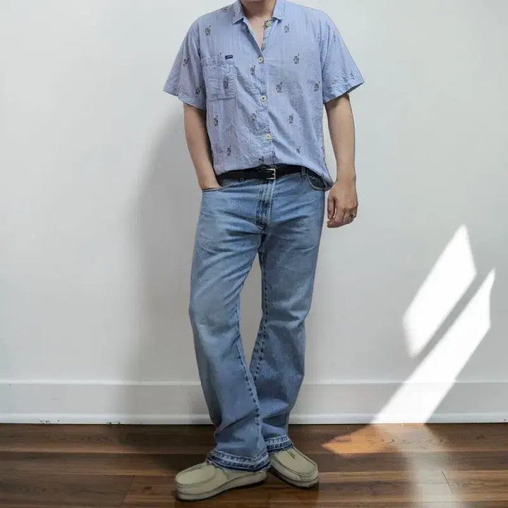 [BUNJANG] Polo Ralph Lauren Seersucker Pajama Shirt / 폴로 랄플로렌 시어서커 셔츠 M M0288
