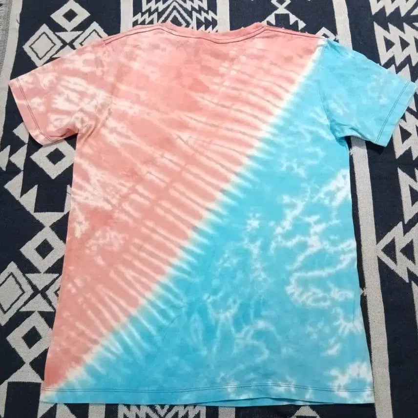 [BUNJANG] CABALLO Pink Blue Tie-Dye Cat Print T-shirt / CABALLO 카발로 핑크 블루 타이다이 패턴 고양이 캣 나비 프린팅 코