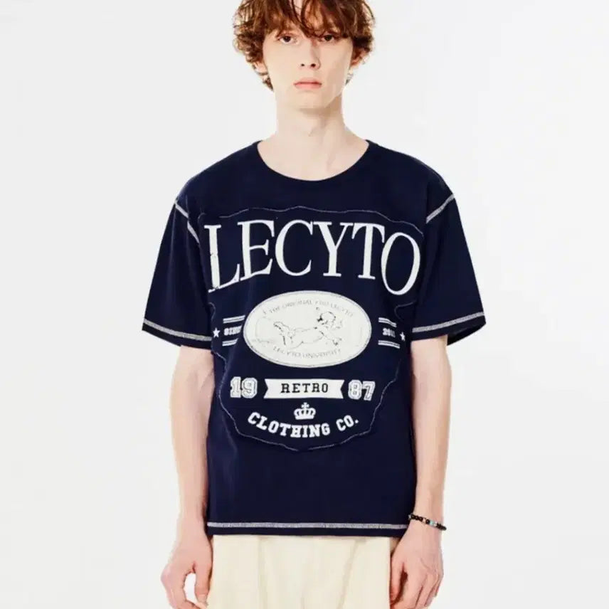[BUNJANG] LECYTO Navy Short Sleeve T-shirt / 레씨토 LECYTO 네이비 반팔 티셔츠
