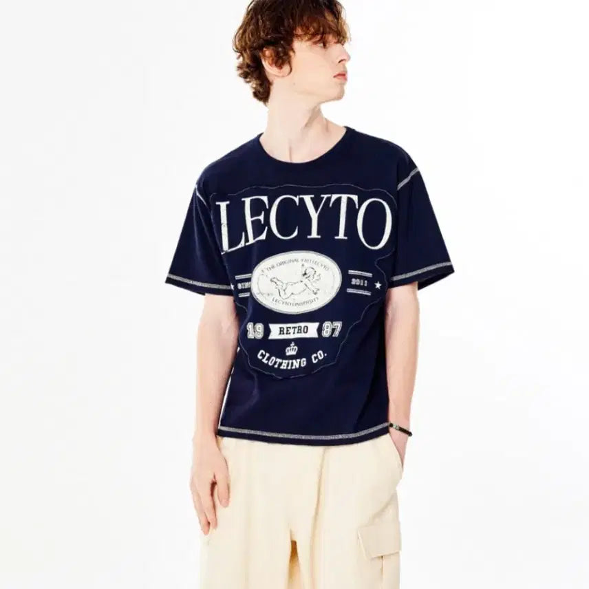 [BUNJANG] LECYTO Navy Short Sleeve T-shirt / 레씨토 LECYTO 네이비 반팔 티셔츠