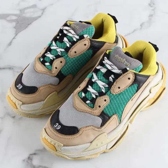 [BUNJANG] Balenciaga Triple S Sneakers Green/Yellow 39 (260) / 발렌시아가 트리플S 스니커즈 노초 39(260)