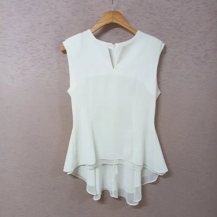 [BUNJANG] B4-27 White Chiffon Asymmetric Blouse / B4-27/쉬폰배색 화이트 언블란스 블라우스 여성