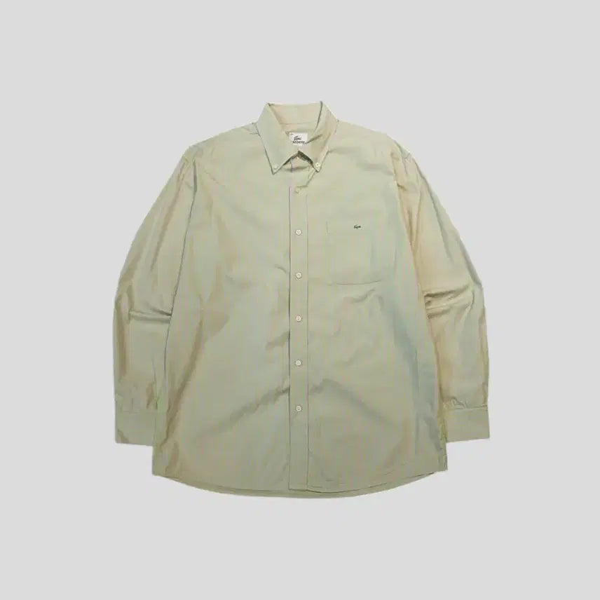[BUNJANG] Lacoste Melona Light Green Lavender Striped Croc Patch Logo Chest Pocket Top / 라코스테 메로나 라이트그린 라벤더 스트라이프 크록패치 로고 체스트포켓 버