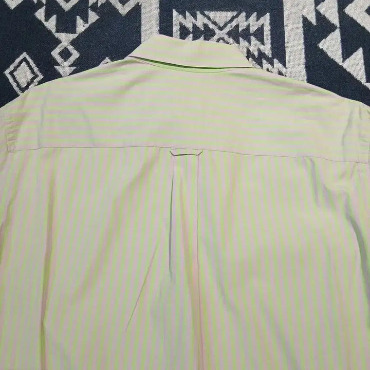 [BUNJANG] Lacoste Melona Light Green Lavender Striped Croc Patch Logo Chest Pocket Top / 라코스테 메로나 라이트그린 라벤더 스트라이프 크록패치 로고 체스트포켓 버