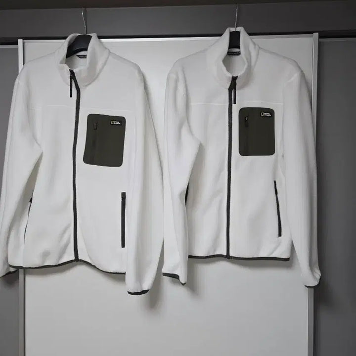 [BUNJANG] National Geographic White Fleece Jacket / 내셔널지오그래픽 화이트 플리스 자켓90(S)+100(L)