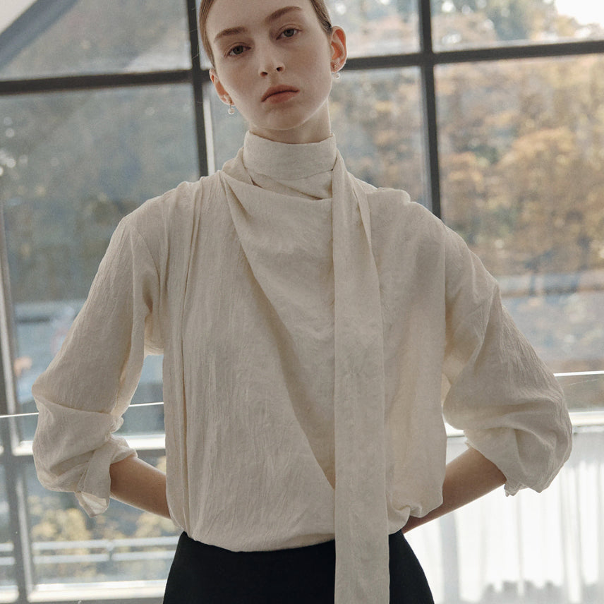 [BUNJANG] Ello:j Joelle Scarf Blouse / 엘로주 Joelle Scarf Blouse
