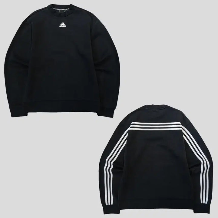 [BUNJANG] Adidas Pigment Black White Mock Neck Cotton Blend Top / 아디다스 피그먼트 블랙 화이트 백삼선 미드 로고프린팅 모크넥 코튼 블렌드