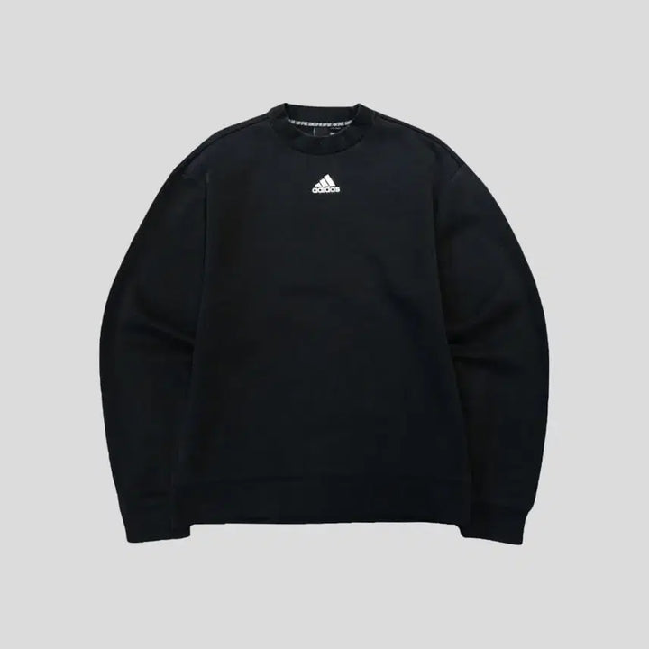 [BUNJANG] Adidas Pigment Black White Mock Neck Cotton Blend Top / 아디다스 피그먼트 블랙 화이트 백삼선 미드 로고프린팅 모크넥 코튼 블렌드