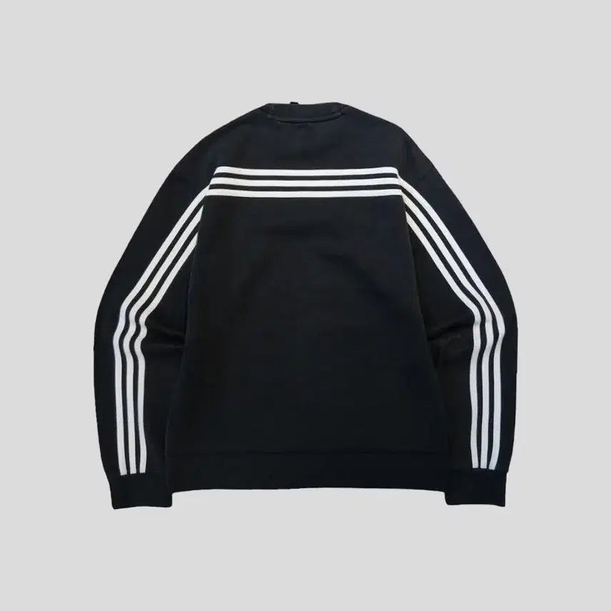 [BUNJANG] Adidas Pigment Black White Mock Neck Cotton Blend Top / 아디다스 피그먼트 블랙 화이트 백삼선 미드 로고프린팅 모크넥 코튼 블렌드