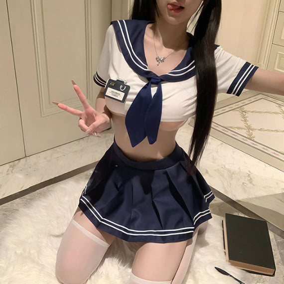 [BUNJANG] Sailor Uniform Cosplay Set / 청순 섹시 언더붑 일본 세일러 교복 코스프레 유니폼 남자친구 이벤트