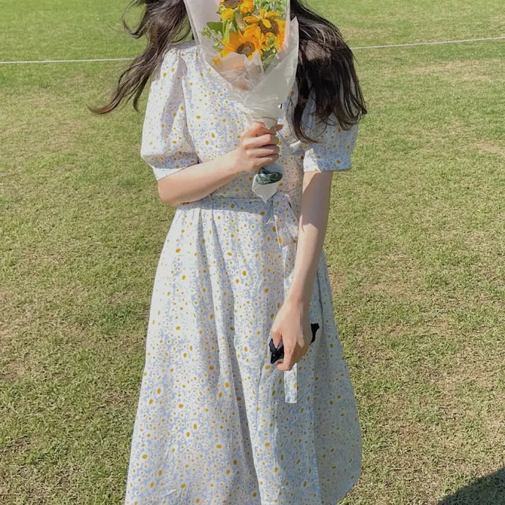 [BUNJANG] Comehere Flower Short Sleeve Dress / 컴히얼 플라워 반팔 원피스