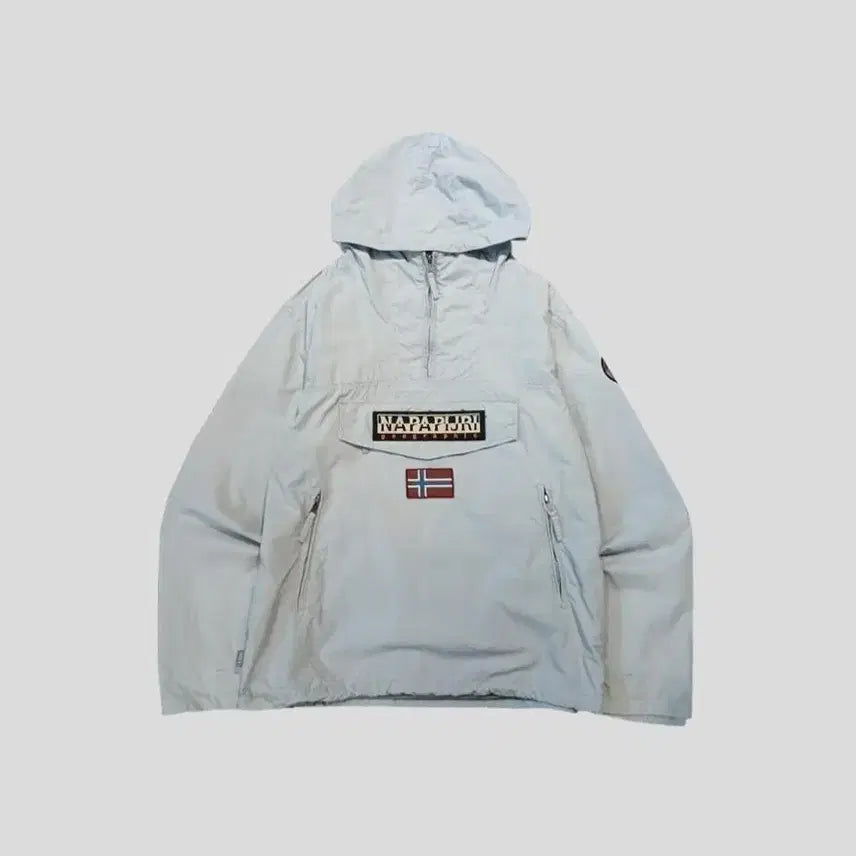 [SOLD OUT] NAPAPIJRI 나파피리 그레이 로고패치 레인포레스트 레귤러핏 하프집업