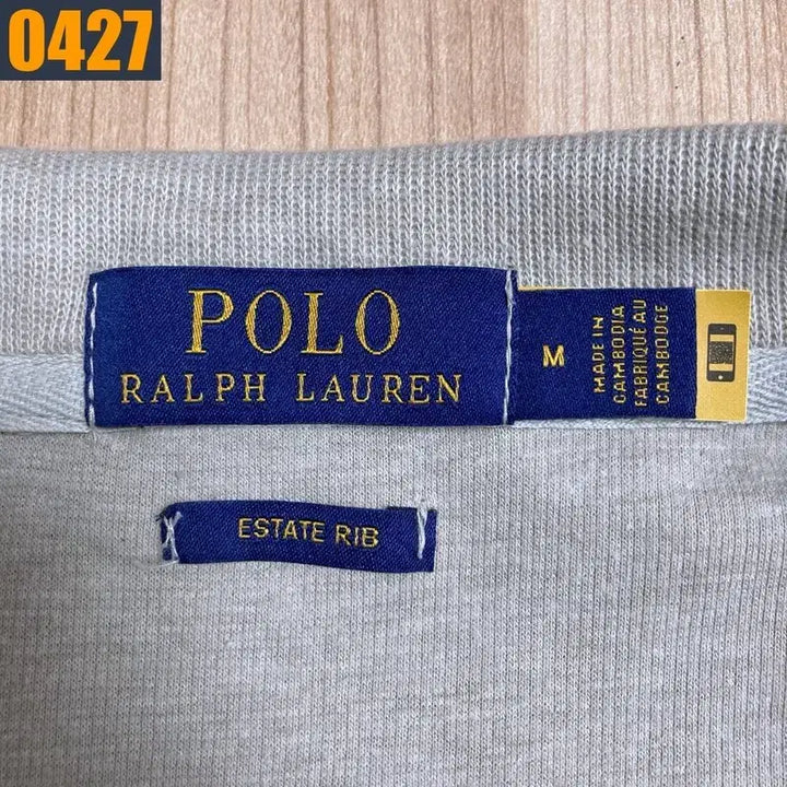[BUNJANG] Polo Ralph Lauren Beige Half-Zip Sweatshirt / 95 POLO 폴로 랄프로렌 신형로고 베이지 반집업 맨투맨 티셔츠 M