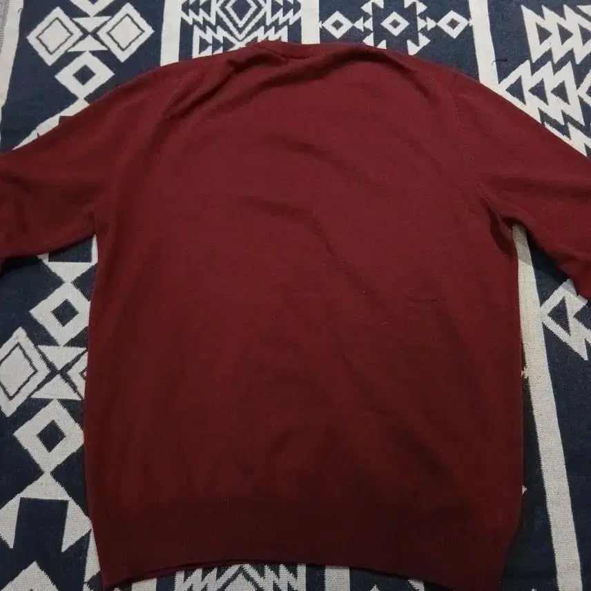 [BUNJANG] Lacoste Burgundy Wool Crew Neck Knit Sweater / 라코스테 버건디 크록패치 울100 아메카지 캐주얼 라운드넥 니트 M
