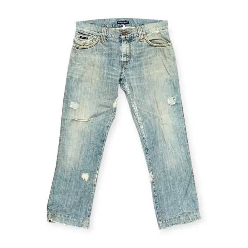 [BUNJANG] Dolce &amp; Gabbana Silver Logo Washed Denim Jeans / 50)돌체앤가바나 은장로고 데미지 워싱 연청 청바지 데님팬츠