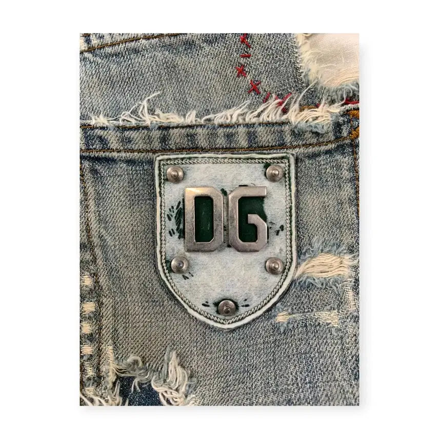 [BUNJANG] Dolce &amp; Gabbana Silver Logo Washed Denim Jeans / 50)돌체앤가바나 은장로고 데미지 워싱 연청 청바지 데님팬츠