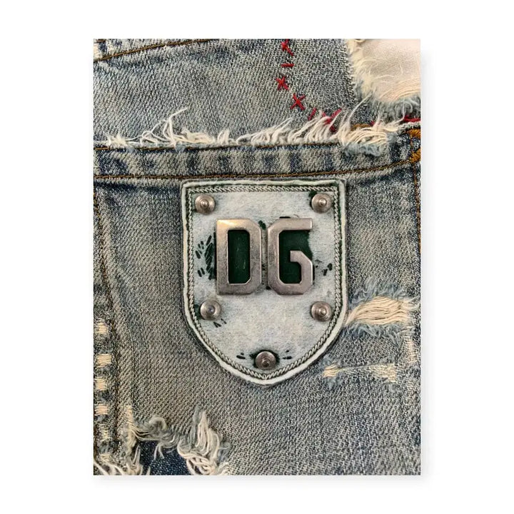 [BUNJANG] Dolce &amp; Gabbana Silver Logo Washed Denim Jeans / 50)돌체앤가바나 은장로고 데미지 워싱 연청 청바지 데님팬츠