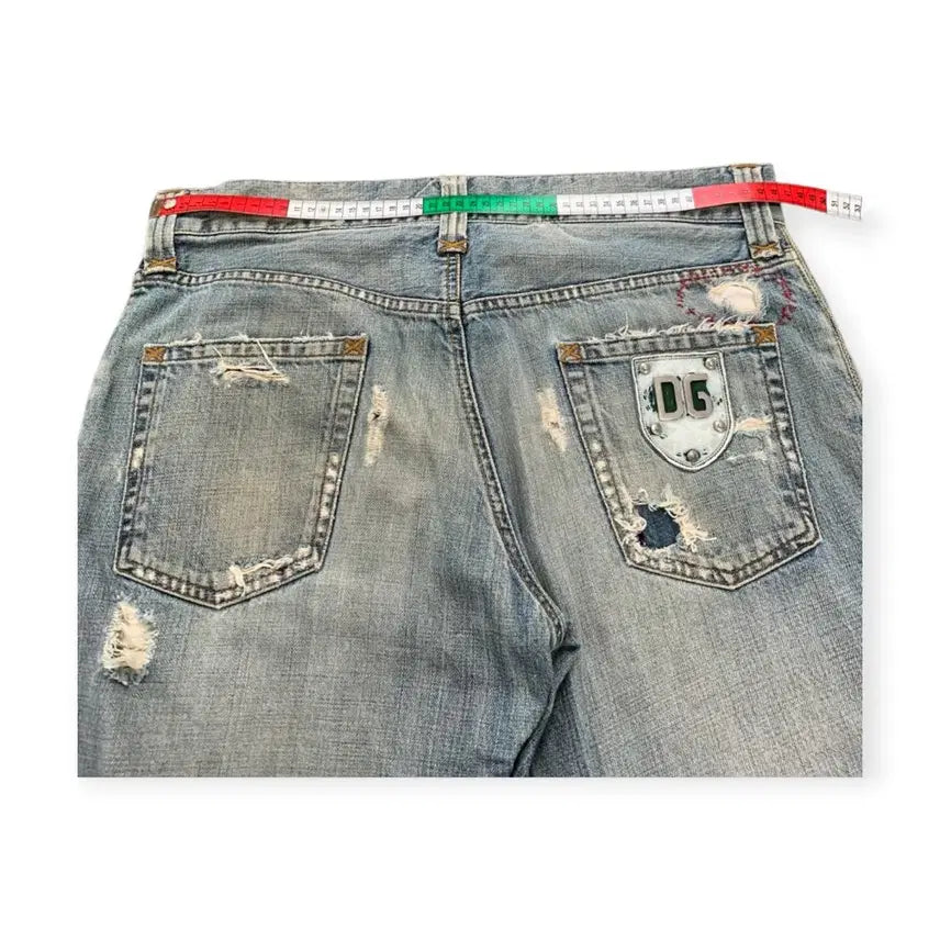[BUNJANG] Dolce &amp; Gabbana Silver Logo Washed Denim Jeans / 50)돌체앤가바나 은장로고 데미지 워싱 연청 청바지 데님팬츠