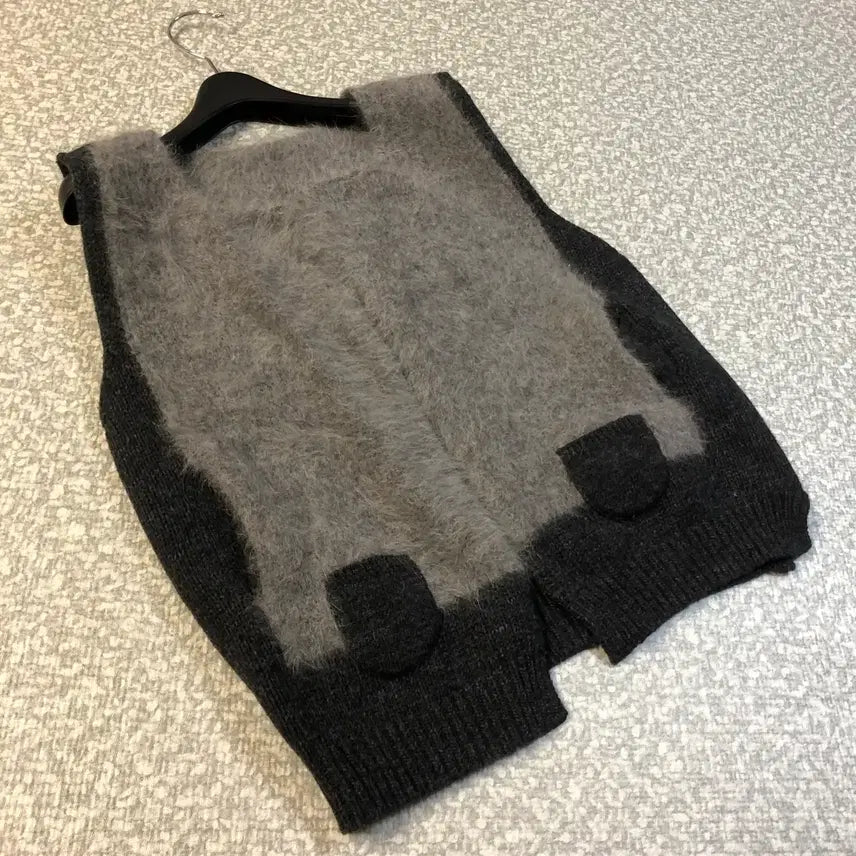 [BUNJANG] Mui Angora Knit Vest / 제평 무이 mui 배색 앙고라 니트 베스트 조끼