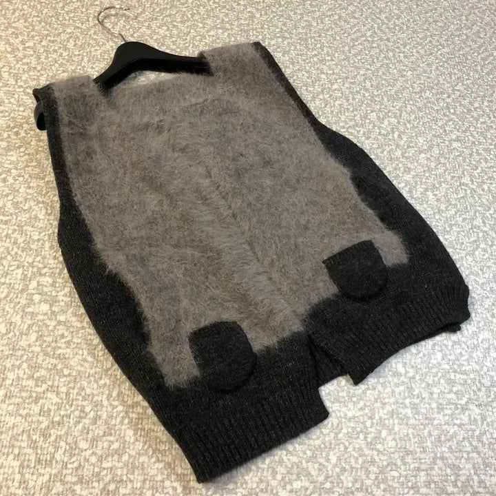[BUNJANG] Mui Angora Knit Vest / 제평 무이 mui 배색 앙고라 니트 베스트 조끼