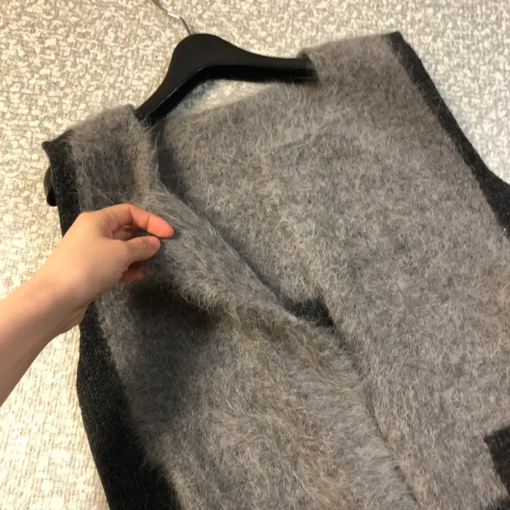 [BUNJANG] Mui Angora Knit Vest / 제평 무이 mui 배색 앙고라 니트 베스트 조끼
