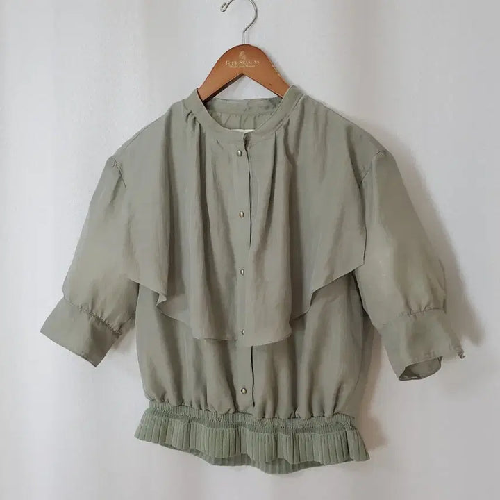 [BUNJANG] SJSJ Olive Green Blouse (Size 55) / 한섬 SJSJ 블라우스 55