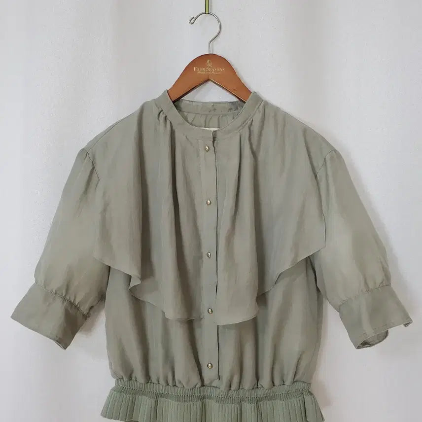 [BUNJANG] SJSJ Olive Green Blouse (Size 55) / 한섬 SJSJ 블라우스 55